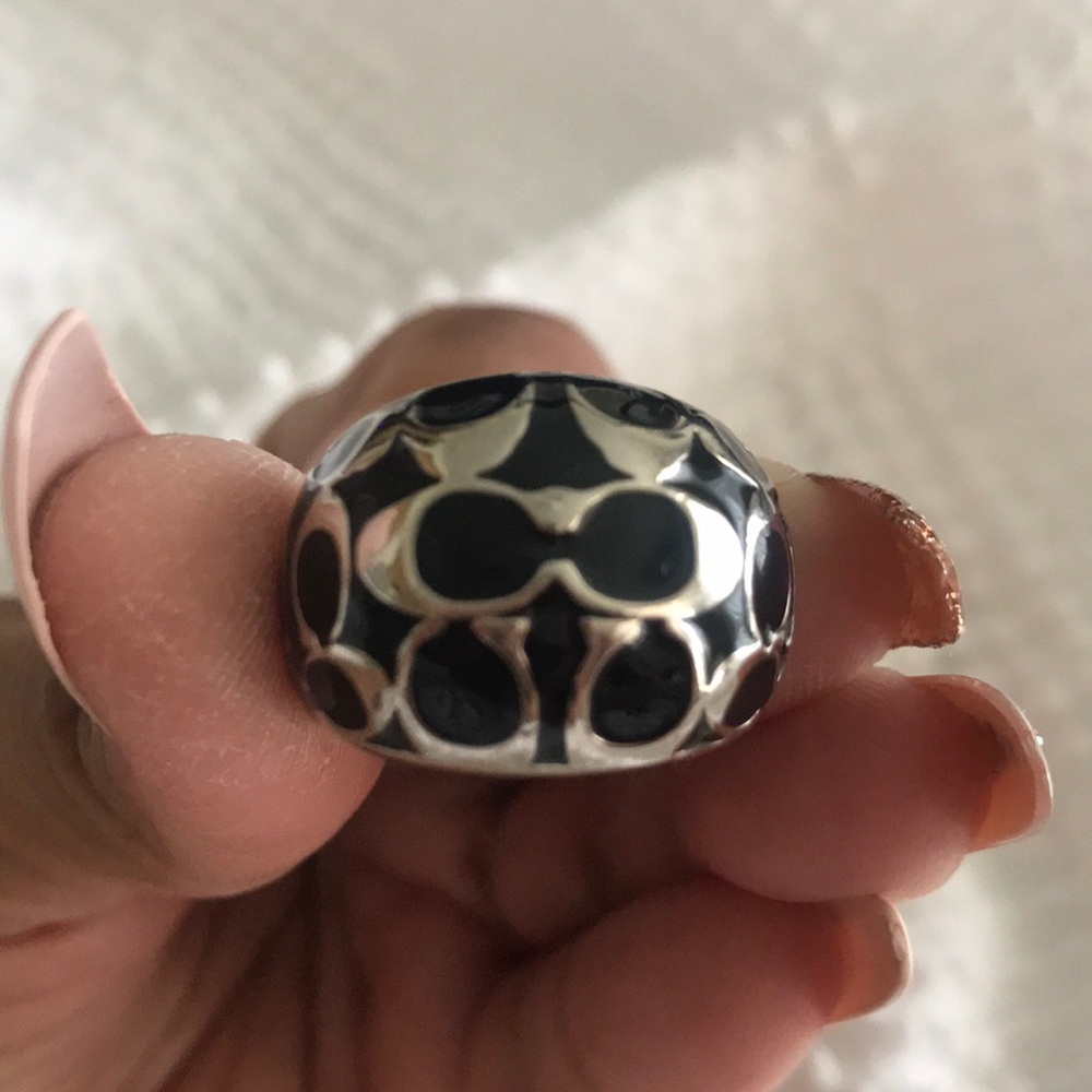 AUTHENTIC COACH BLACK ENAMEL RING